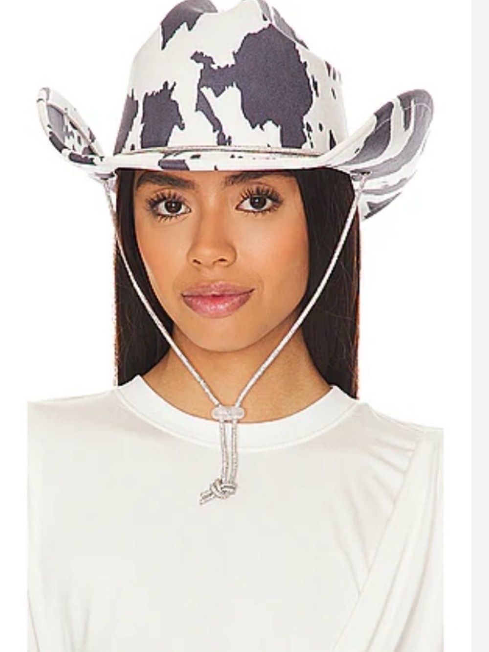 8 Other Reasons Cow-Print Western Cowboy Hat in Black & White
